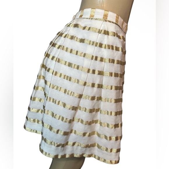 Lilly Pulitzer ~ Size 0 ~ Kylie Skirt Resort White/Gold Stripe Sateen Women's - Picture 3 of 9
